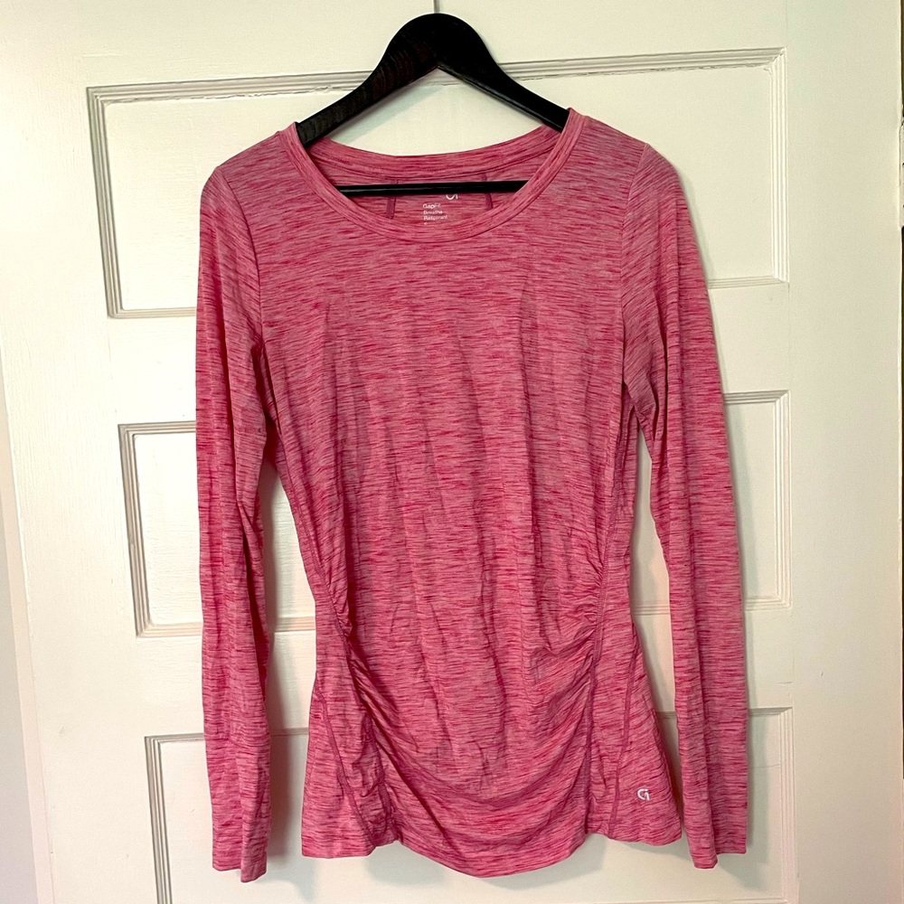 Two Gapfit Maternity Long-Sleeved Exercise Tops - Pink and Blue - EUC